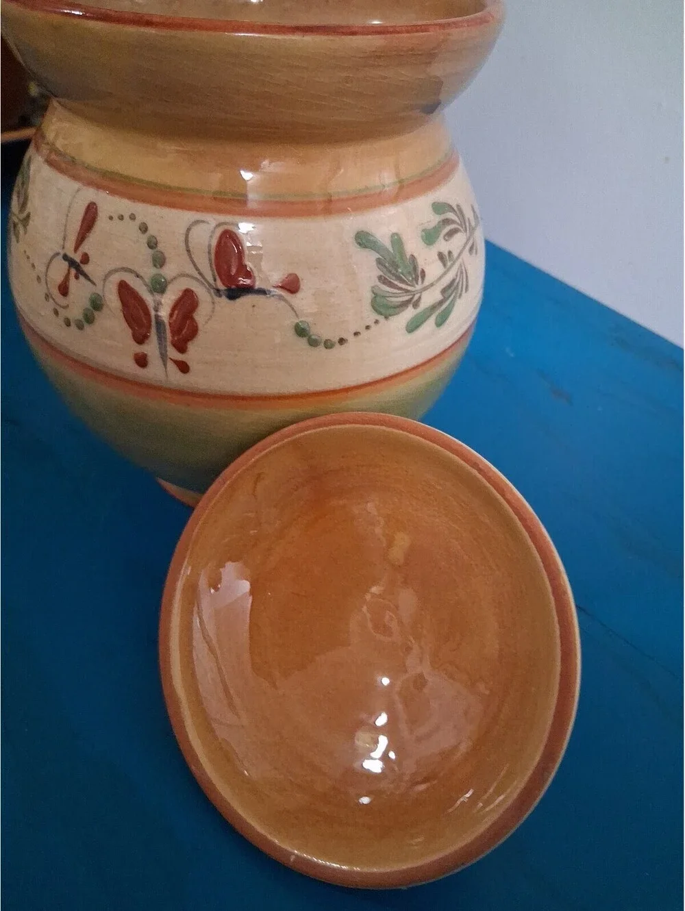 Hand-Painted Veronique Tichon Ceramic Lidded Jar